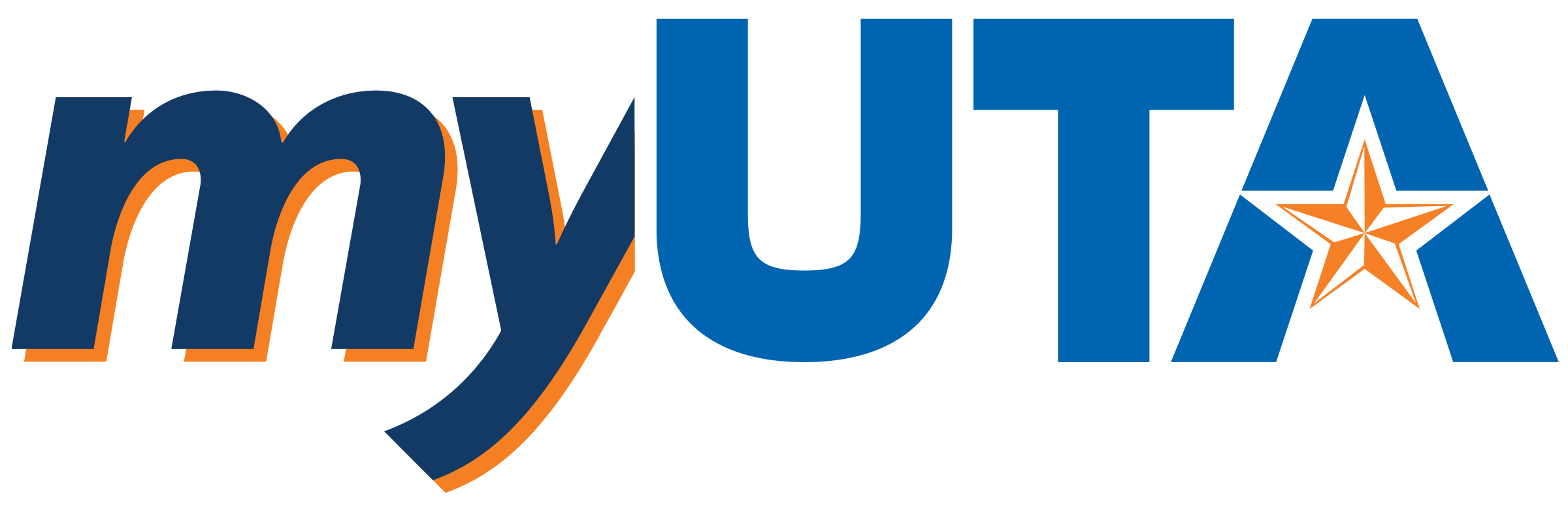 a blue and white version of the my U T A logo